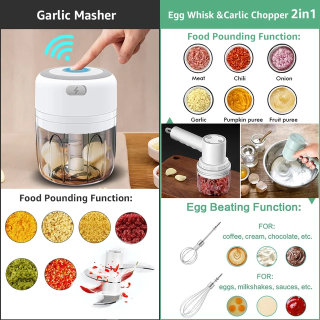 Electric Kitchen Food Chopper Mini Garlic Masher crusher USB Portable Meat Grinder Vegetable Chopper for Kitchen Gadgets 6