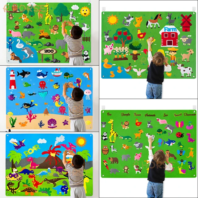 Felt Board Stories Set Montessori Ocean Farm Insect  Animal Family Interactive Preschool Early Learning Toddlers Toys for Child 1