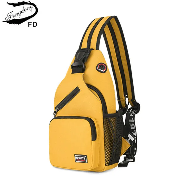 Fengdong fashion Yellow small crossbody bags for women messenger bags sling chest bag female mini travel sport shoulder bag pack 1