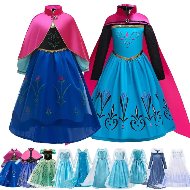 Girl Anna Elsa Dress Kids Halloween Cosplay Costume Children Princess Dresses Carnival Birthday Elegant Party Clothes 3-10 Years 1