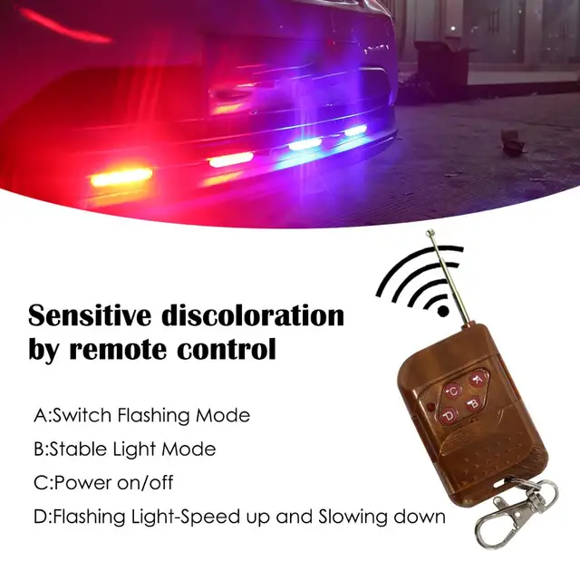 Grill Car LED Light Strobe Red Blue Emergency  Remote Wireless Control Flash Signal Fireman Beacon Warning Lamp 4