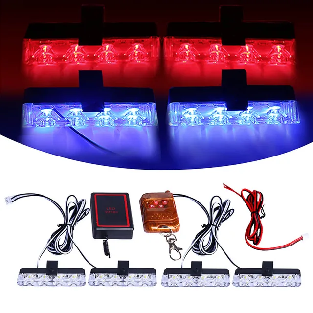 Grill Car LED Light Strobe Red Blue Emergency  Remote Wireless Control Flash Signal Fireman Beacon Warning Lamp 5