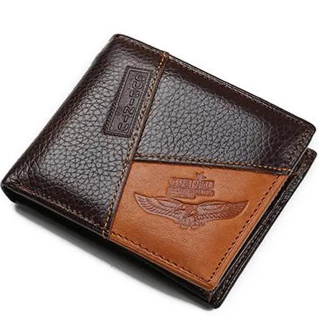 GUBINTU Genuine Leather Men Wallets Coin Pocket Zipper Real Men's Leather Wallet with Coin High Quality Male Purse Eagle cartera 1