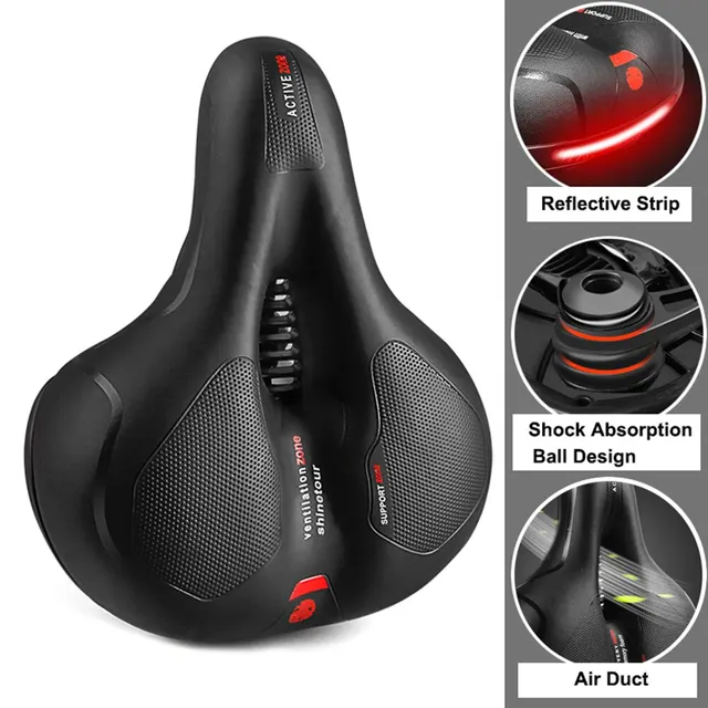 Hollow Breathable Bicycle Saddle Men Women MTB Road Bike Saddle Shock Absorbing Comfortable Big Butt Bike Seat Safety Warning 1