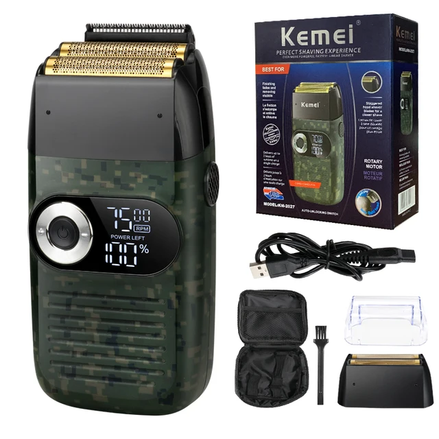 Kemei 2 in 1 Rechargeable Electric Shaver LCD Display Portable Cordless Men Reciprocating Razor Beard Trimmer 1