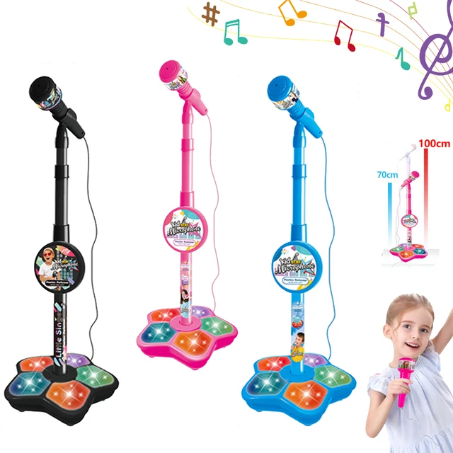 Kids Microphone with Stand Karaoke Song Music Instrument Toys Brain-Training Educational Toy Birthday Gift for Girl Boy 1