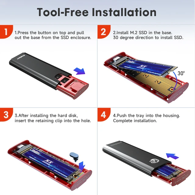 KingSpec M2 NVMe SSD Case 10Gbps HDD Box M.2 NVME SSD to USB 3.1 Enclosure Type-A to Type-C Cable for M.2 SSD With OTG 2