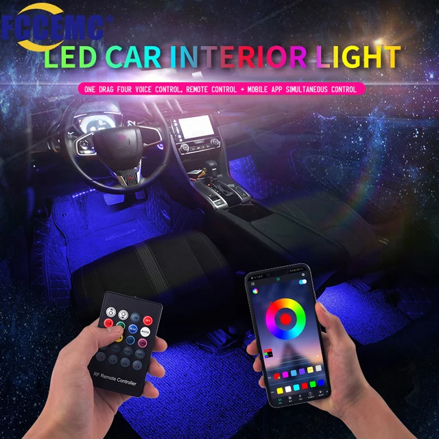 Led Car Foot Ambient Light With USB Neon Mood Lighting Backlight Music Control App RGB Auto Interior Decorative Atmosphere Light 1