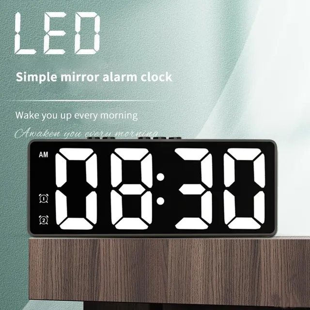 LED Mirror Table Clock Digital Alarm Snooze Display Time Desktop Electronic Table Clocks Desktop Clock 1