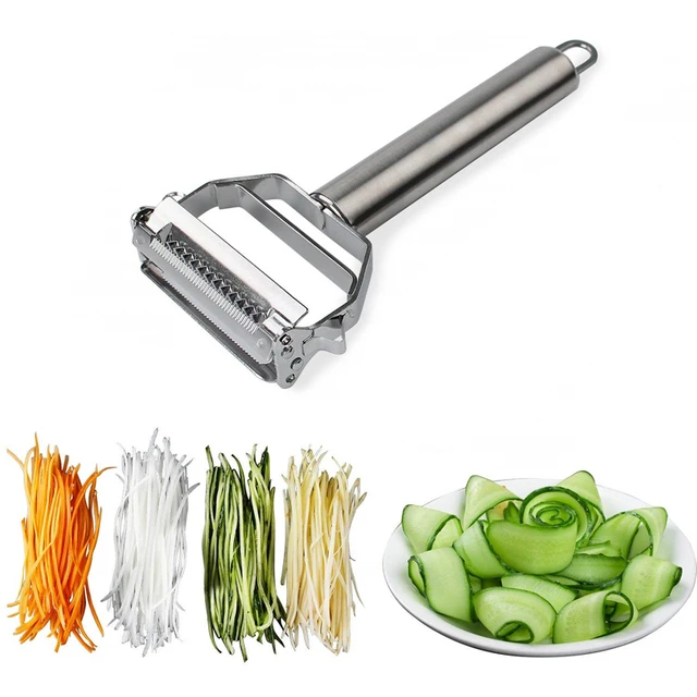 LMETJMA Multifunctional Julienne Peeler Vegetable Fruit Peeler Stainless Steel Durable Potato Slicer Shredder Carrot Peeler 1