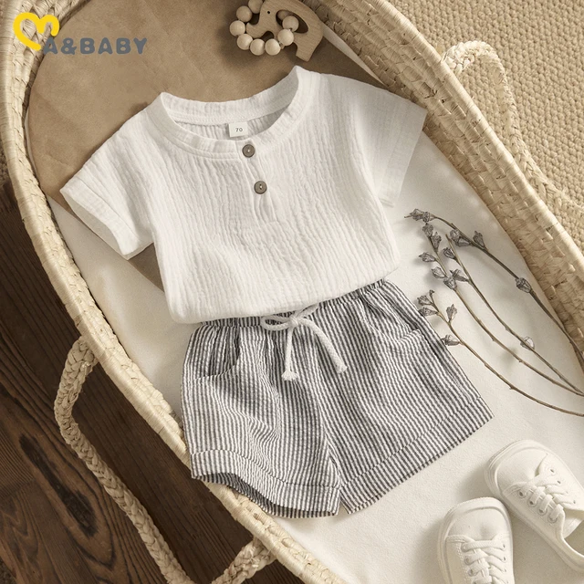 ma&baby 0-3Y Toddler Infant Kid Baby Boy Clothes Sets Soft Short Sleeve T-shirt Tops Striped Shorts Summer Outifts Clothing 1