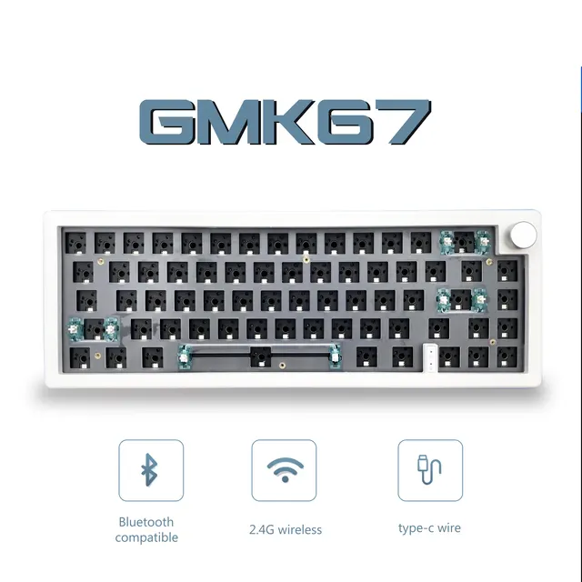 Mechanical Keyboard Kit Hot-swappable 3-mod Bluetooth 2.4G Wireless RGB Backlit Gasket Structure Keyboard 1