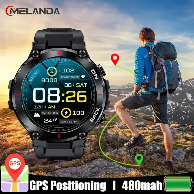 MELANDA Military GPS Smart Watch Men 360*360 HD Screen Heart Rate IP68 Waterproof Sports SmartWatch For Xiaomi Android IOS K37 1