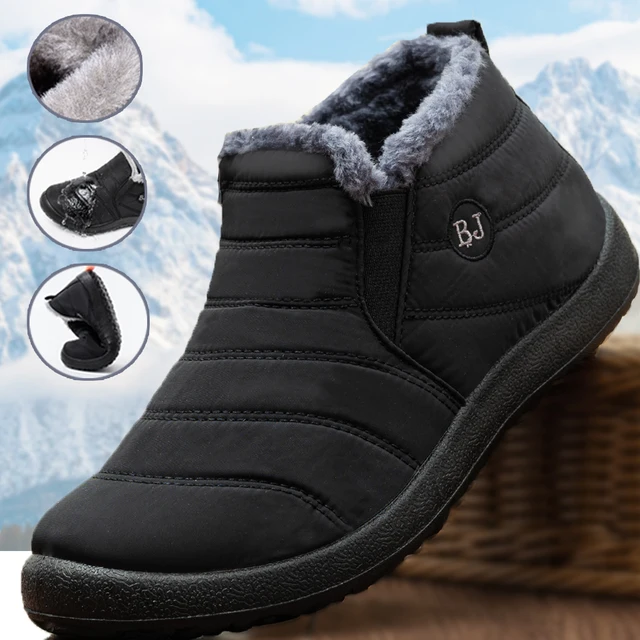 Men Boots Waterproof Winter Boots Lightweight Snow Boots Warm Fur Men Shoes Plus Size 47 Unisex Ankle Boots Slip on Casual Shoes 1