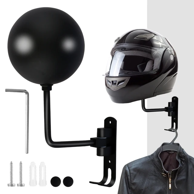 Motorcycle Helmet Rack Wall Mount Stain Steel Helmet Holder 180 Rotation Helmet Hanger with Double Hook Bike Helmet Holder 1