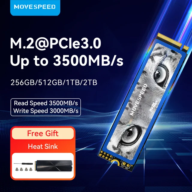 MOVESPEED 3500MB/s SSD NVMe M.2 2280 2TB 1TB 512GB 256GB Internal Solid State Drive M2 PCIe 3.0x4 2280 SSD for Laptop PC 1