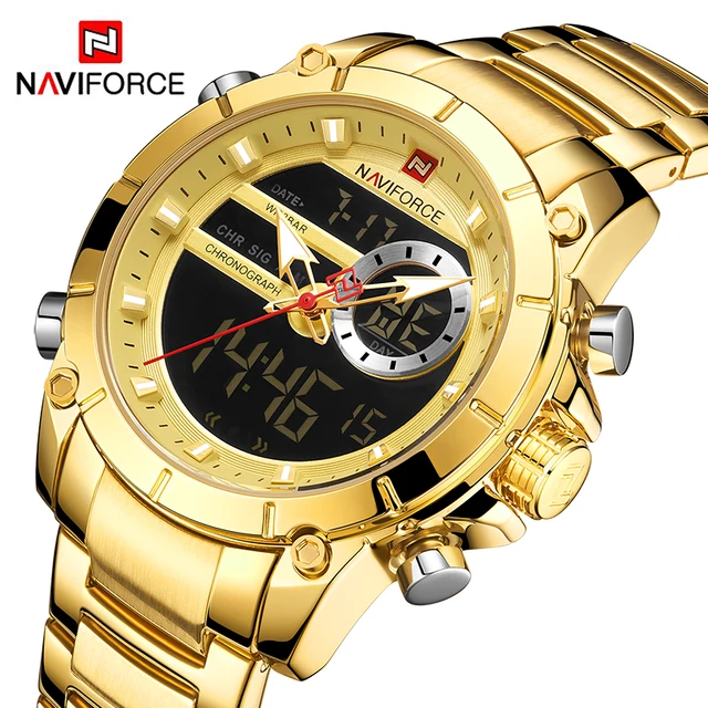 NAVIFORCE Top Luxury Original Sports Wrist Watch For Men Quartz Steel Waterproof Dual Display Military Watches Relogio Masculino 1