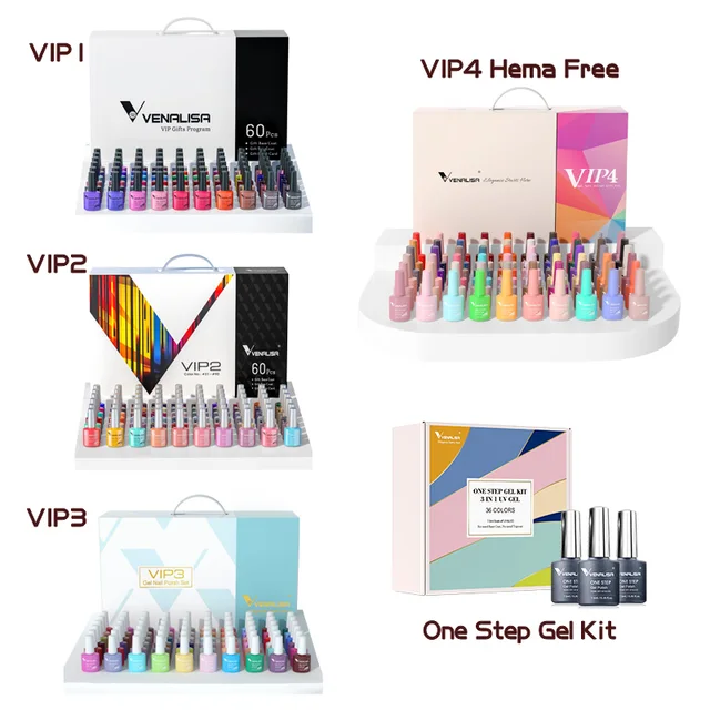 New Fashion Color Venalisa Gel Polish Kit VIP4 HEMA FREE Enamel Vernish For Nail Art Design Whole Set Nail Gel Learner Kit 2