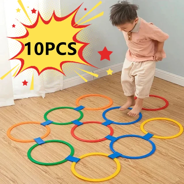 New Outdoor Kids Funny Physical Training Sport Toys Lattice Jump Ring Set Game 10 Hoops 10 Connectors for Park Play Boys Girls 1