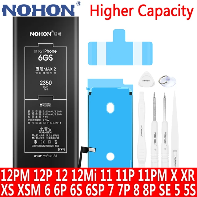 NOHON Battery For iPhone 8 Plus 7 12 Pro MAX 11 X XS XR SE 2020 Replacement Bateria For Apple iPhone 6S Plus 6 S 12 Mini 5S 5C 5 1