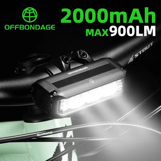 OFFBONDAGE Bicycle Light Front 900Lumen Bike Light 2000mAh Waterproof Flashlight USB Charging MTB Road Cycling Lamp 1