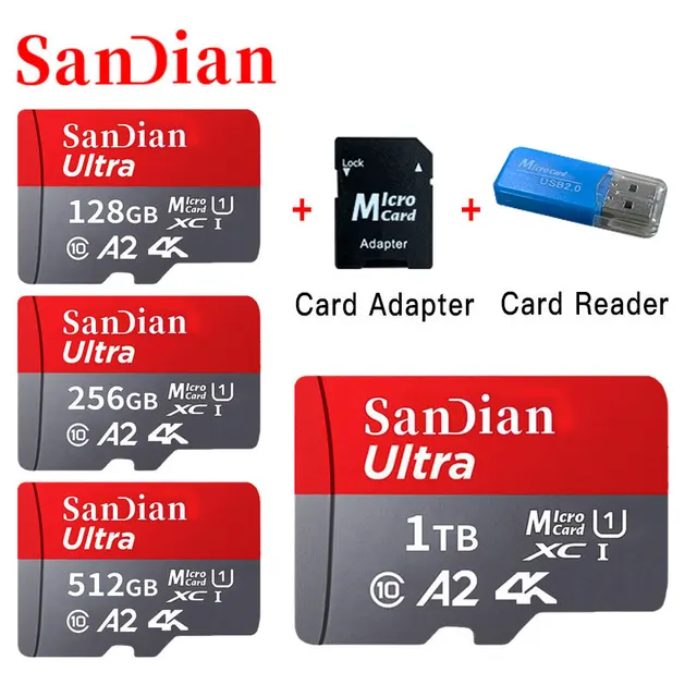 Original 1TB Micro TF SD Card 128GB Flash Class 10 SD Card 256GB Memory Card 512GB Memorycard For Phone/Cameras /MP3/MP4 1