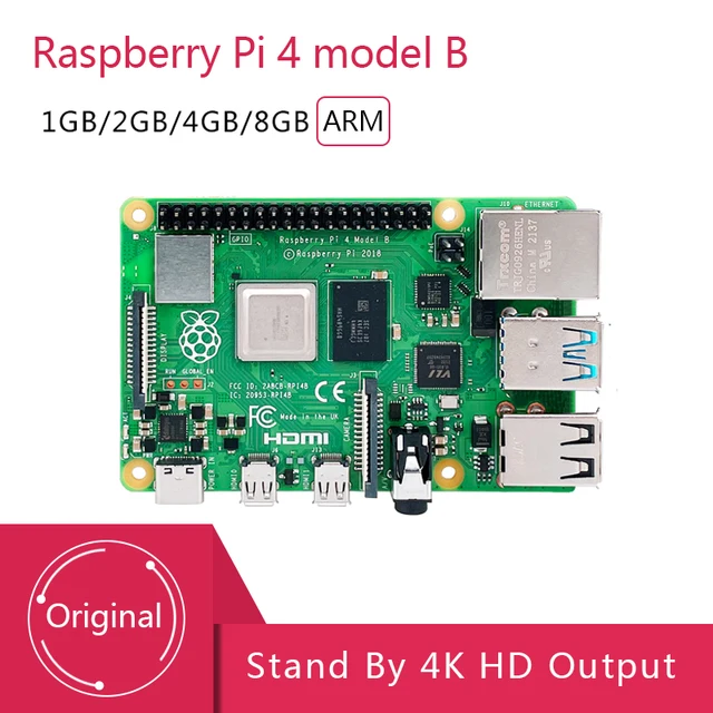 Original Raspberry Pi 4 Model B 4B RAM 1GB 2GB 4GB 8GB Core 1.5Ghz 4K Micro HDMI-compatible Pi4B 3 faster than Pi 3B+ 1