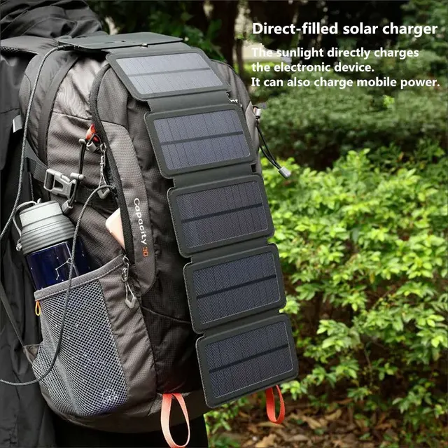 Outdoor Multifunctional Portable Solar Charging Panel Foldable 5V 2.1A USB Output Device Camping Tool High Power Output 1