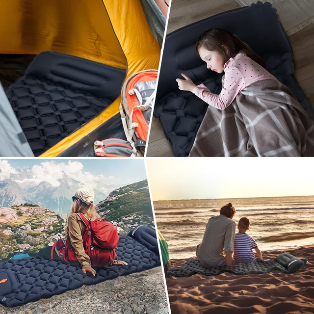 Outdoor Sleeping Pad Camping Inflatable Mattress Built-in Pump Ultralight Air Cushion Travel Mat With Headrest For Travel Hiking 6