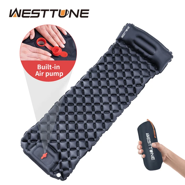 Outdoor Sleeping Pad Camping Inflatable Mattress Built-in Pump Ultralight Air Cushion Travel Mat With Headrest For Travel Hiking 1