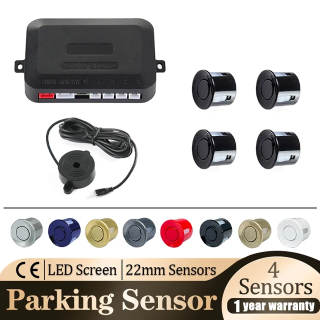 Parking Sensor Kit Buzzer 22mm 4 Sensors Reverse Backup Radar Audible Alert Indicator Probe System 8 Colors 12V 1