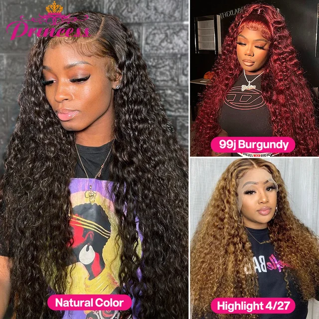 Princess 13x4/13x6 HD Transparent Lace Front Human Hair Wigs PrePlucked Brazilian Deep Wave Lace Frontal Wig with Baby Hair 3