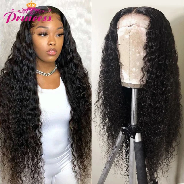 Princess 13x4/13x6 HD Transparent Lace Front Human Hair Wigs PrePlucked Brazilian Deep Wave Lace Frontal Wig with Baby Hair 1