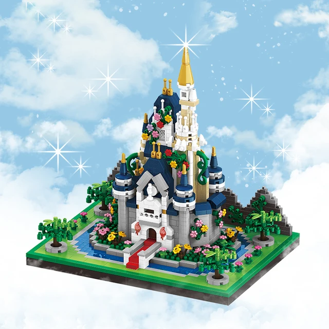 Princess Castle Building Blocks Model Set Pink Blue Church City Classic Cartoon Bricks Construction Toys Adult Home Decorations 1