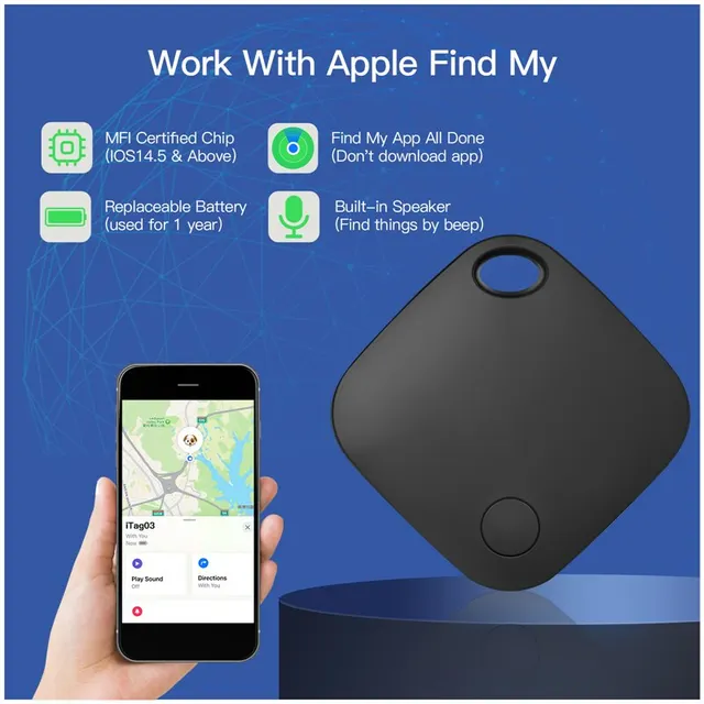 Smart Bluetooth GPS Tracker Works with Find My APP Anti Lose Reminder Device for Iphone Tag Replacement Locator MFI Rated 1