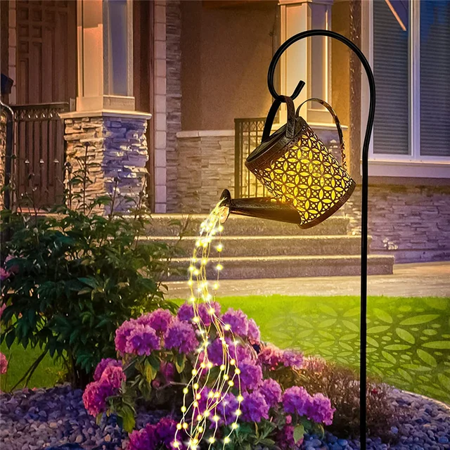 Solar Watering Can Light Hanging Waterfall Lamp Waterproof Outdoor Garden Decor Yard Porch Lawn Backyard Landscape Sun LED Lamp 1