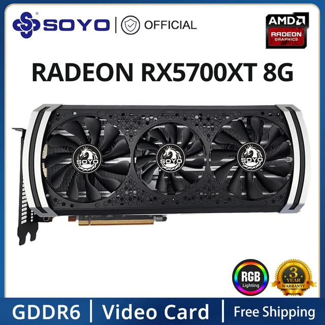 SOYO AMD Radeon RX5700XT RX5700 8G Graphics Card GDDR6 Memory PCIE4.0x16 DPx3 8Pin Gaming Video Card for Desktop Computer 1