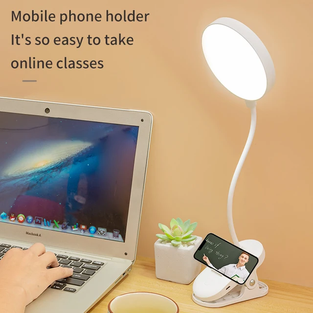 Table Lamp USB Rechargeable Desk Lamp With Clip Bed Reading Book Night Light LED Touch 3 Modes Dimming Eye Protection Light 2