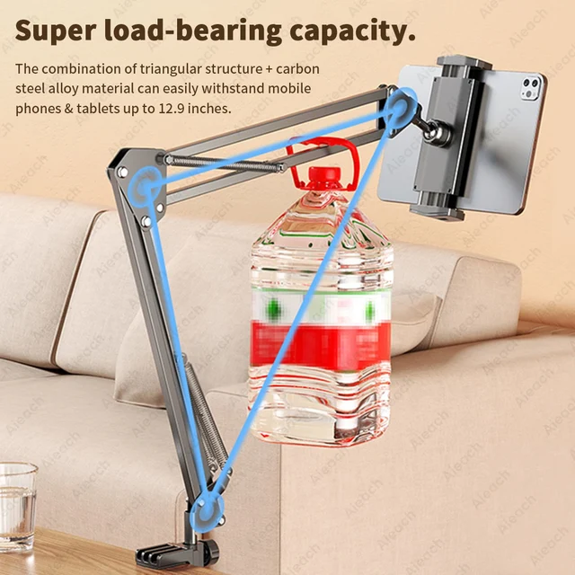 Tablet Holder For Bed iPad Stand 360° Rotating Desktop Phone Mount with Aluminum Arm For 4.5"~12.9" Xiaomi Lenovo Samsung Tablet 5