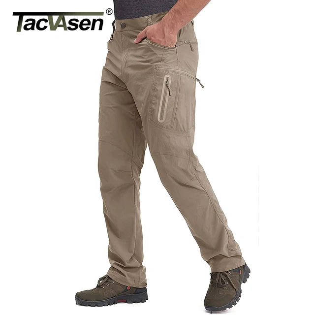 TACVASEN Summer Lightweight Trousers Mens Tactical Fishing Pants Outdoor Hiking Nylon Quick Dry Cargo Pants Casual Work Trousers 1