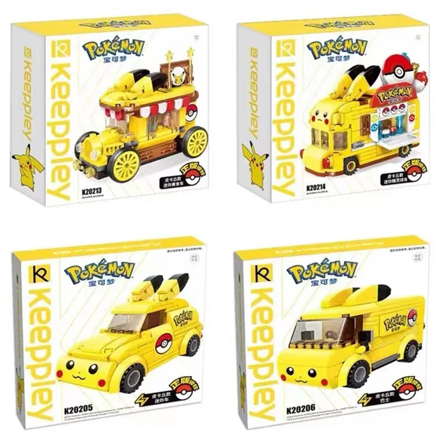 Tomy Anime Pokemon Pikachu Mini Cartoon Elf Ball Car Food Truck Building Blocks DIY Model Assembled Block Brick kids Puzzle Toys 1