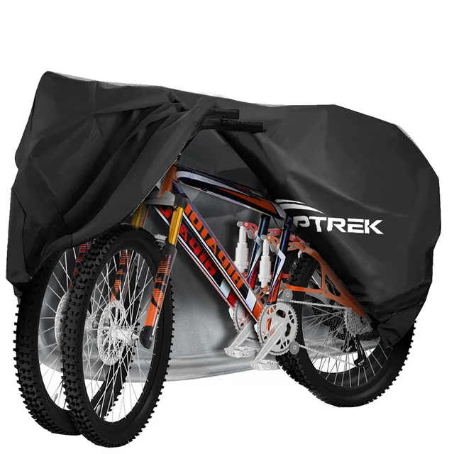 Toptrek Bike Cover 210D Oxford Outdoor Storage Waterproof & Anti-UV Bicycle Cover with Waterproof Membrane for Two Bicycles 1