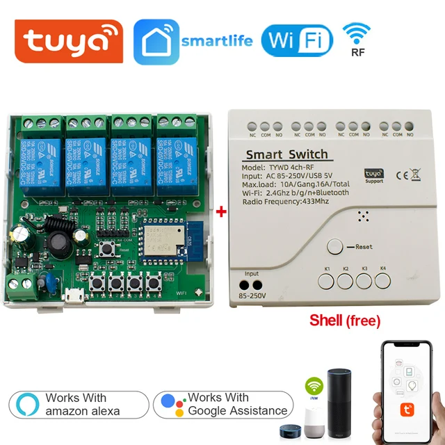 Tuya Smart Wifi Switch Module 12V 24V 220V RF 433 Remote Control Appliance Control Module 4CH Relay Work With Alexa Google Home 1