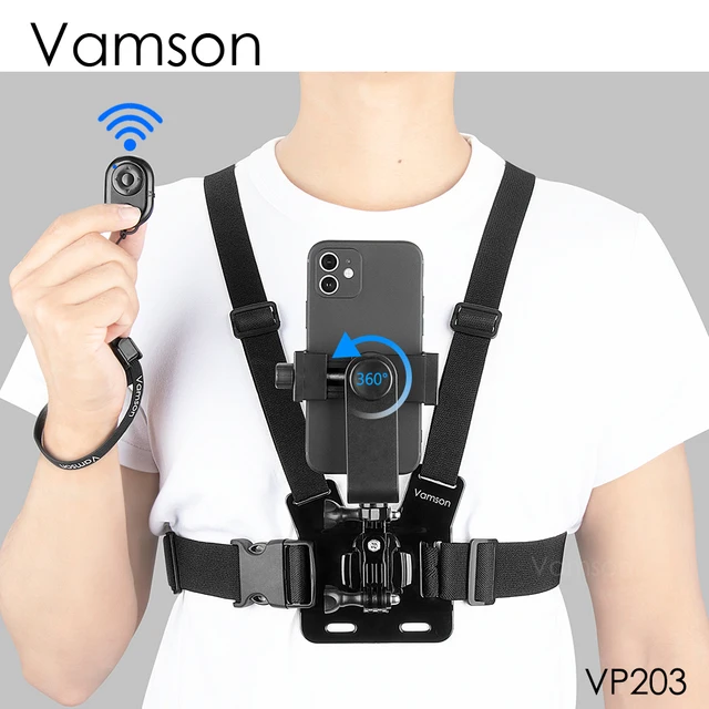 Vamson Chest Strap Rotate Phone Mount for iphone Smart Phone Belt Body Harness Holder for Gopro Hero 10 9 8 Insta360 Dji Camera 1