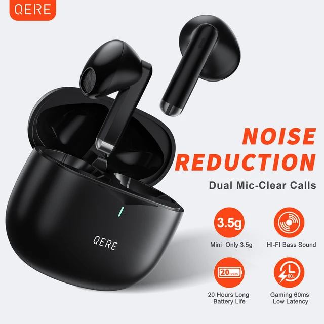 Wireless Headphones,QERE E28,NEW TWS Bluetooth 5.3,HD Microphone,HIFI Earphones,13mm Driver,60ms Low Latency,4 Mics+ENC Call 1