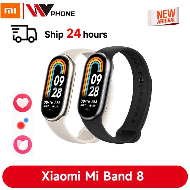 Xiaomi Band 8 Blood Oxygen 1.62''AMOLED Screen SmartBracelet 7 color Long Battery Life 150+ Sport Modes Mi Band 8 1