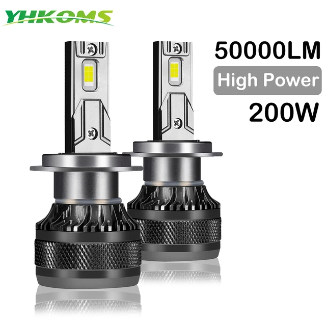 YHKOMS Car LED Headlight  H7 LED H4 H1 H8 H11 HB3 HB4 9005 9006 9012 6000K 200W 50000LM Auto LED Lamp Turbo Fog Light 12V 1