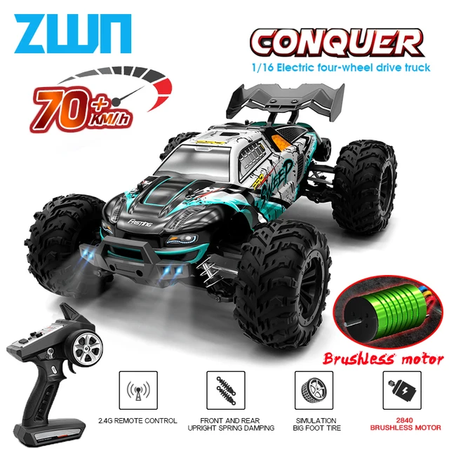 ZWN 1:16 70KM/H Or 50KM/H 4WD RC Car With LED Remote Control Cars High Speed Drift Monster Truck for Kids vs Wltoys 144001 Toys 1