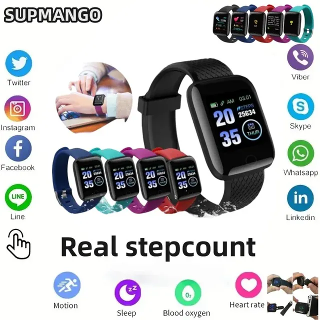 116plu Real Stepcount Smart Watch Multi Function Step Connected Smart Watch For Men And Women Suitable For And Android 1