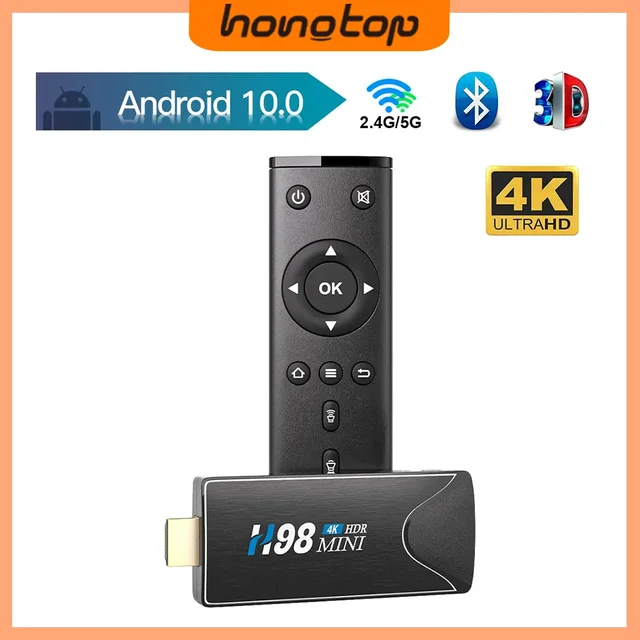 HONGTOP Mini TV Stick Android 10 4K HD 2G 16G TV Box 2.4G 5G Dual Wifi Smart TV Box H.265 Media Player TV Receiver Set Top Box 1